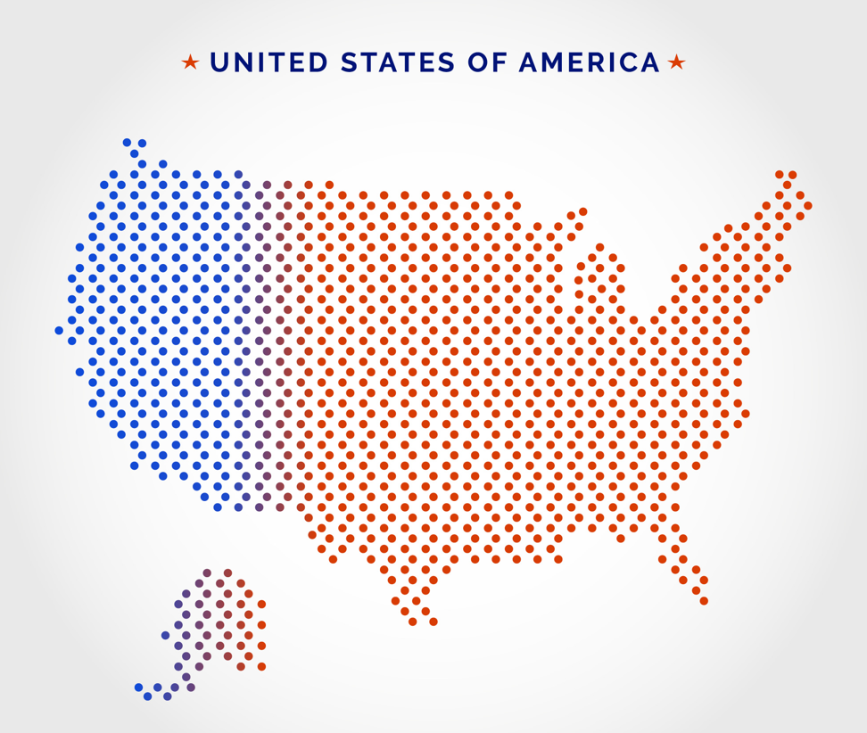 united states of america, data, dots